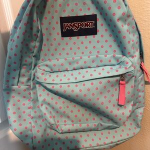 Jansport Aqua and Pink Dot Backpack